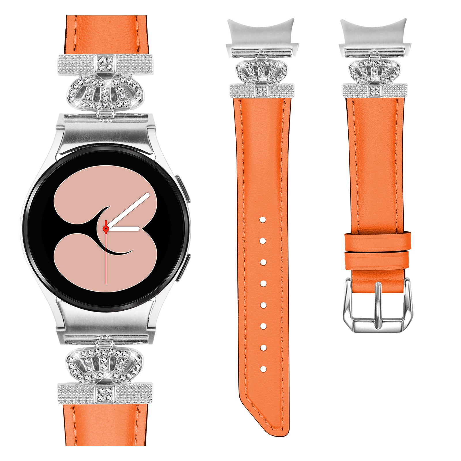 Wristband for Samsung Galaxy Watch6 40mm 44mm Watch6 Classic 43mm 47mm Rhinestone Crown Connector Watch Strap with Silver Buckle Wristband for Samsung Galaxy Watch6 40mm 44mm Watch6 Classic 43mm 47mm Rhinestone Crown Connector Watch Strap with Silver Buckle